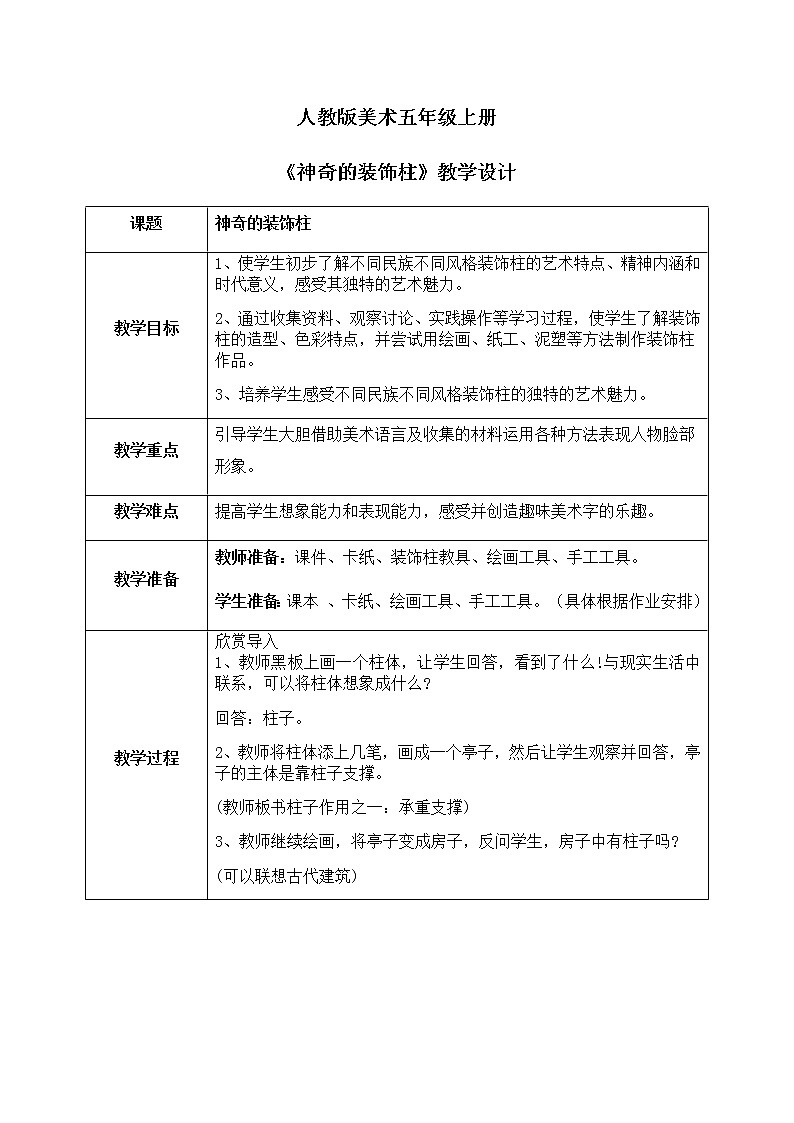 人教版美术5上15课《神奇的装饰柱》课件＋教案01