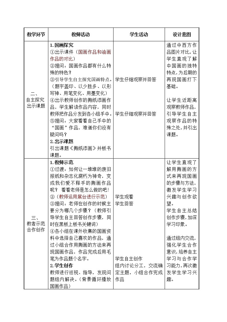 四年级下册美术教案-第4课 撕纸添画｜辽海版02