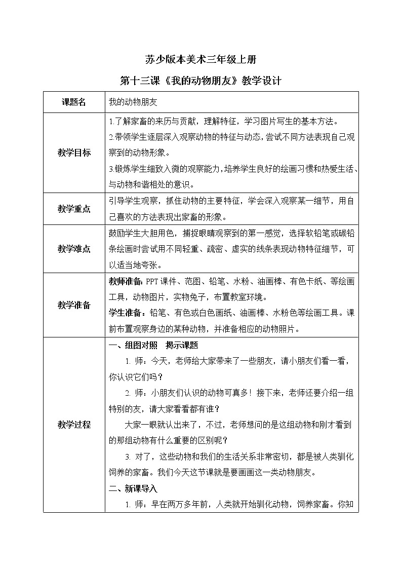 第13课《我的动物朋友》课件PPT+教案01