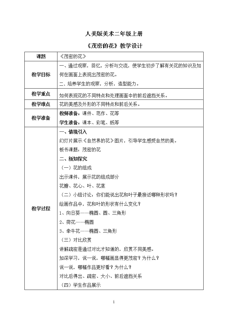人美版美术二年级上册14.《茂密的花 》课件+教学设计01