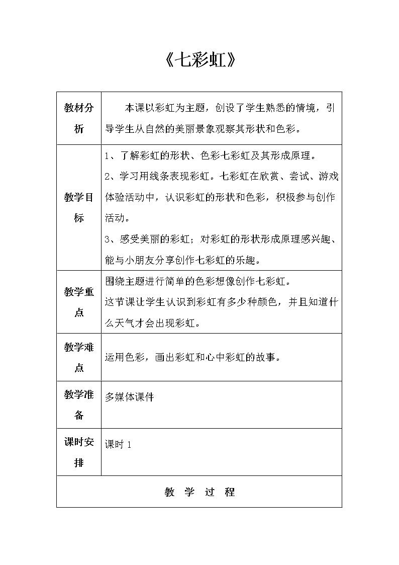 一年级下册美术教案 第四课 七彩虹｜岭南版第1页
