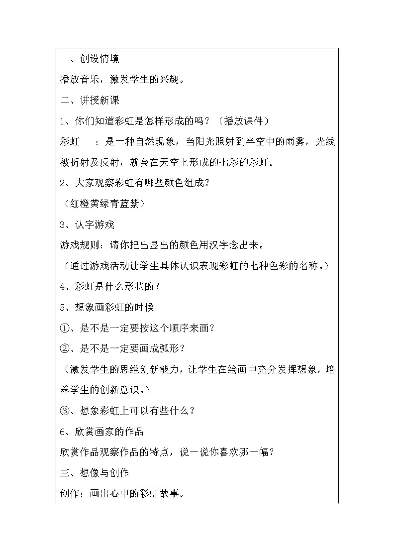 一年级下册美术教案 第四课 七彩虹｜岭南版第2页