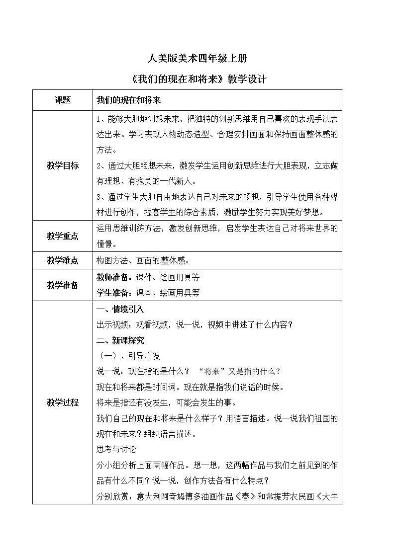 人美版美术四上第16课《我们的现在和将来》课件+教学设计01