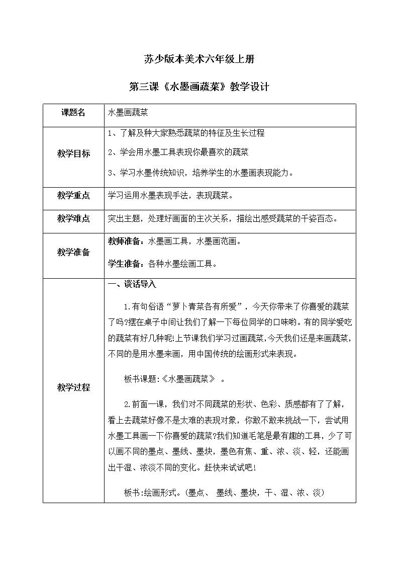第3课《水墨画蔬菜》课件PPT+教学设计01