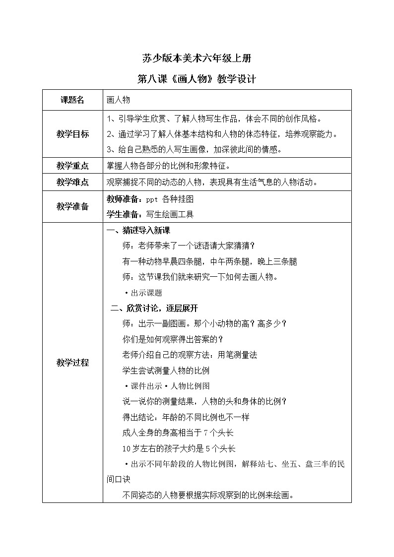 第8课《画人物》课件PPT+教学设计01