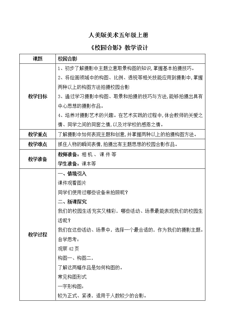 人美版美术五上第17课《校园合影》课件+教学设计01