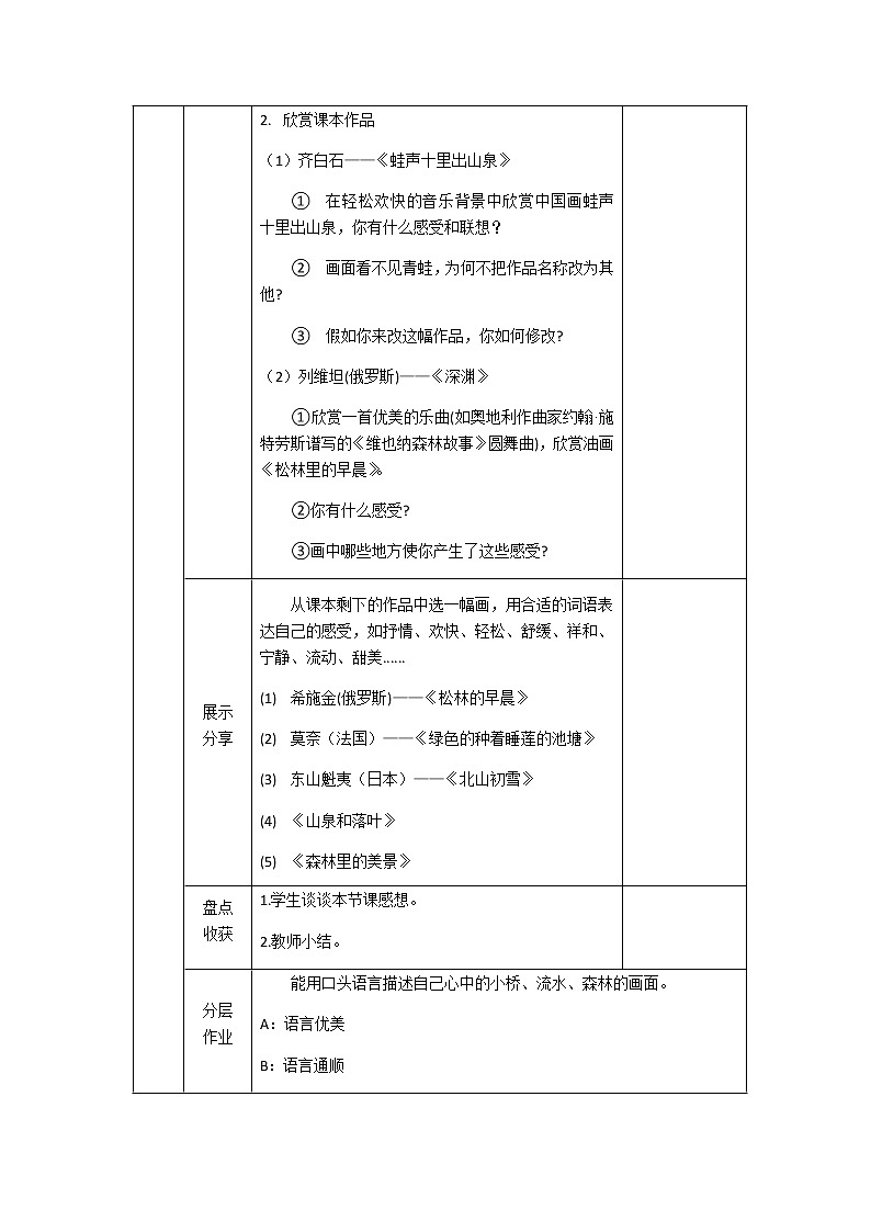 四年级下册美术教案  1.小桥、流水、森林  岭南版第2页