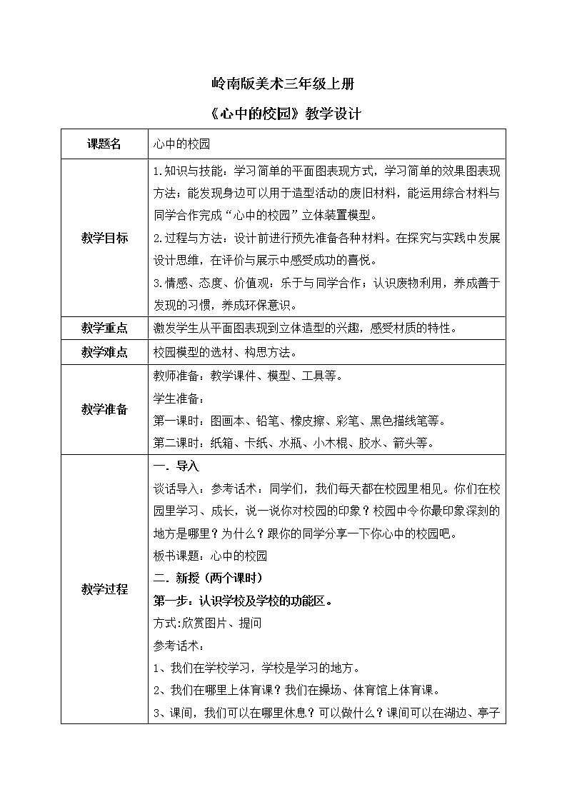 岭南版3上美术第19课《心中的校园》课件+教案01