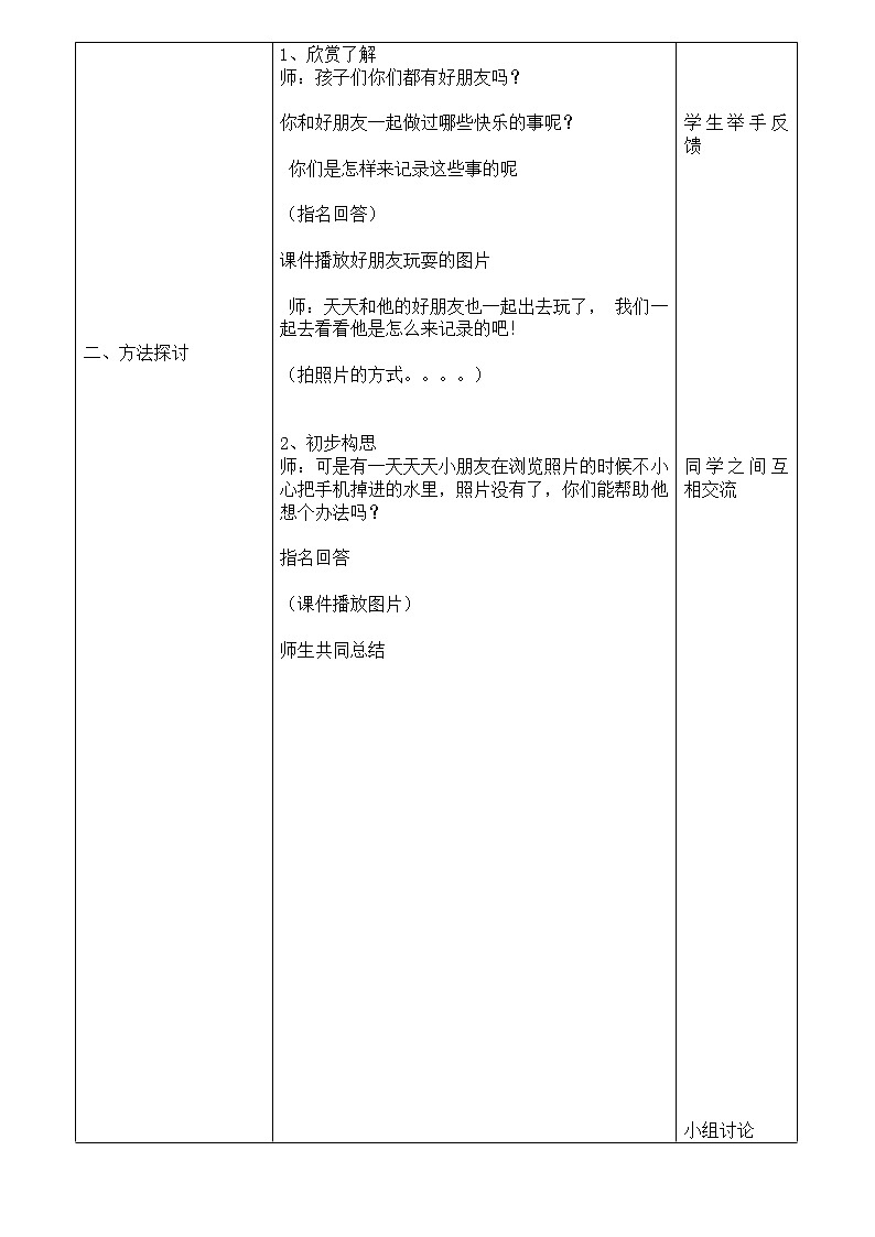 湘美 版一年级美术上册《16. 手拉手好朋友》教学设计02
