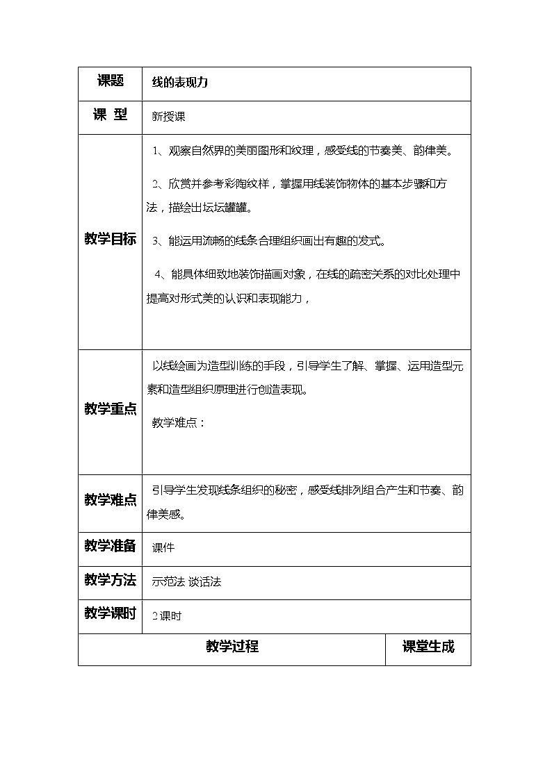 三年级上册美术教案-第五课 线的表现力 ︳湘美版（2014秋）第1页