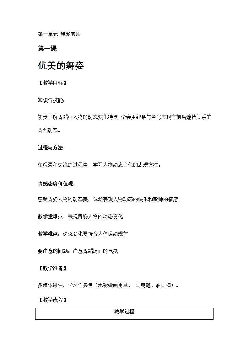 沪教版 二年级上册美术 1 优美的舞姿 教案01