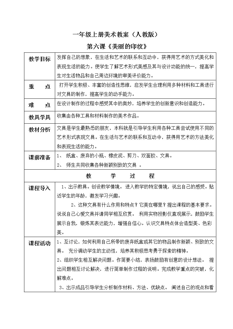 小学美术 一年级上册 第十二课《我做的“文具”》课件PPT+教案01