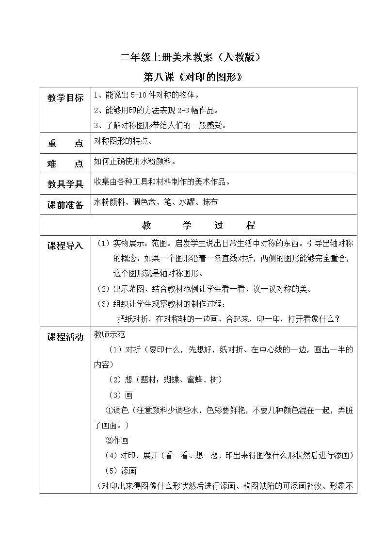 小学美术 二年级上册 第八课《对印的图形》课件PPT+教案01