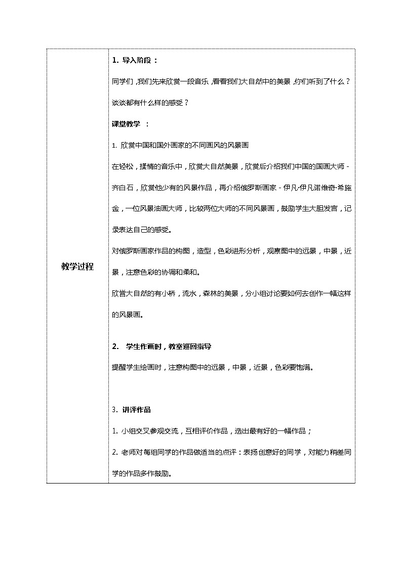美术岭南版四年级下册 第一课《小桥，流水，森林》教学设计第2页