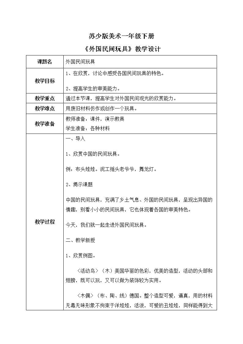 第18课《外国民间玩具》教学设计第1页