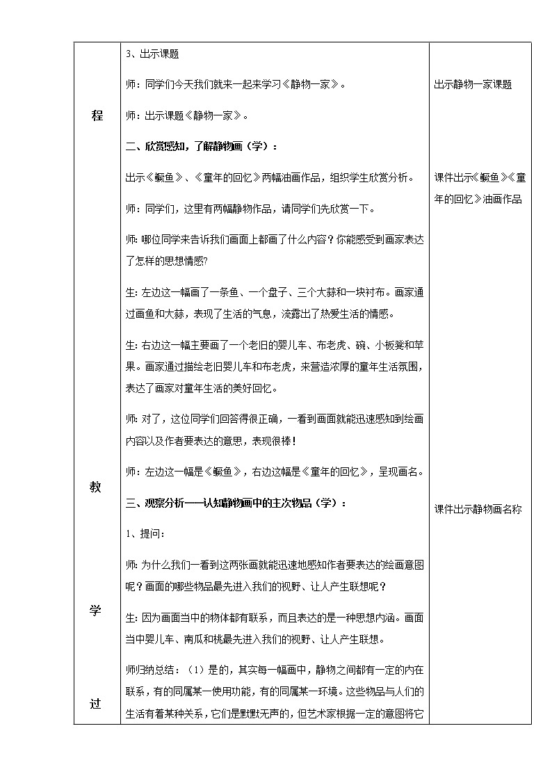 四年级美术下册教案-8. 静物一家16-湘美版02