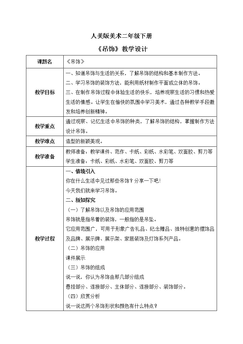 人美版美术二下7.《吊饰》课件+教学设计01