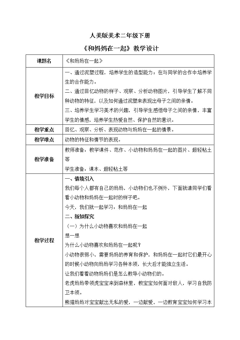 人美版美术二下12.《和妈妈在一起》课件+教学设计01