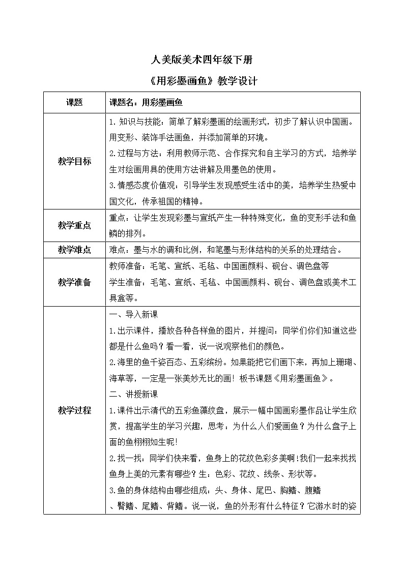 第九课《用彩墨画鱼》课件+教案01