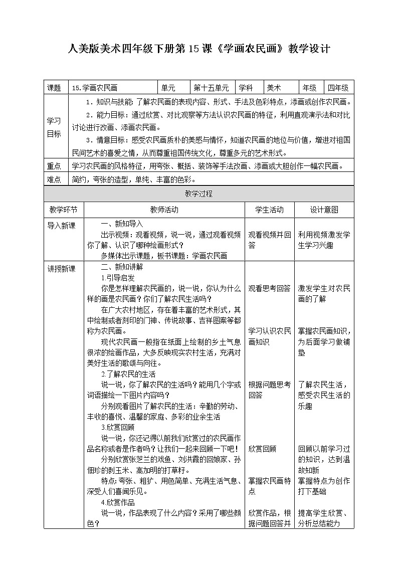 第十五课《学画农民画》课件+教案+说课稿+说课课件+视频01