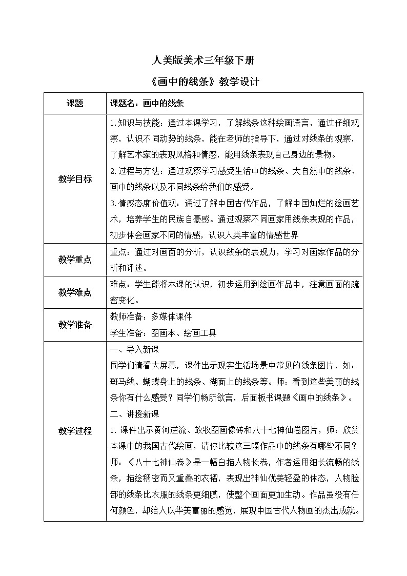 第二课《画中的线条》课件+教案01