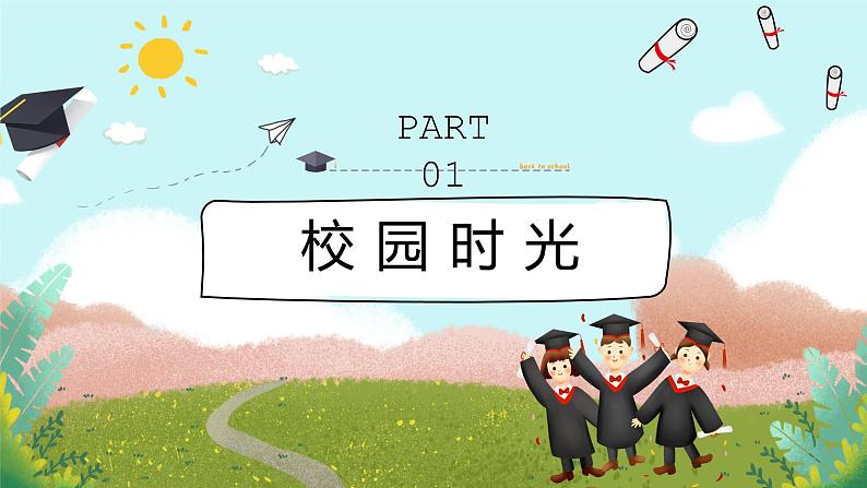 可爱卡通儿童小学毕业典礼我们毕业啦毕业典礼流程PPT模板第4页