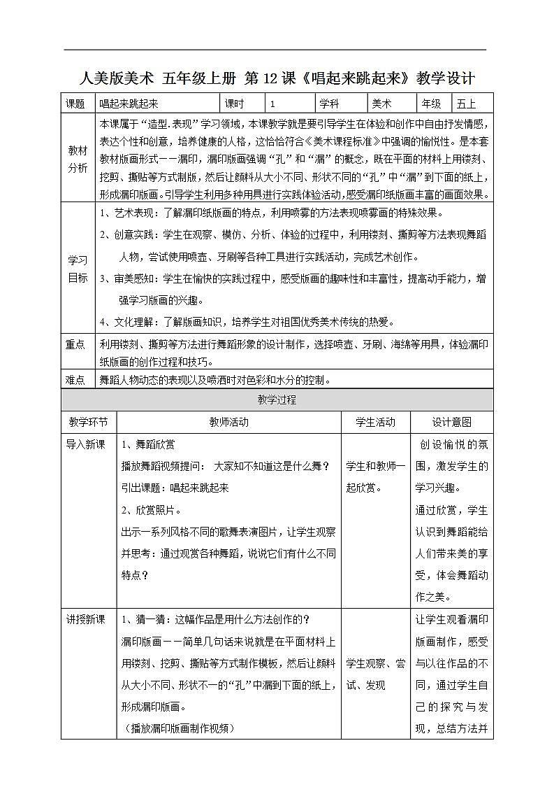 【人美版】五上美术  第12课《唱起来跳起来》 （课件+教案+视频）01