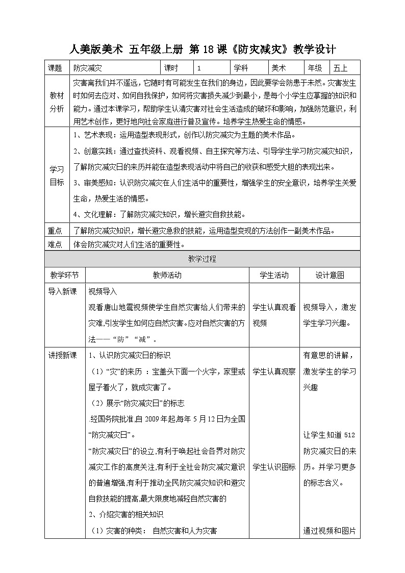【人美版】五上美术  第18课   防灾减灾（课件+教案+视频）01