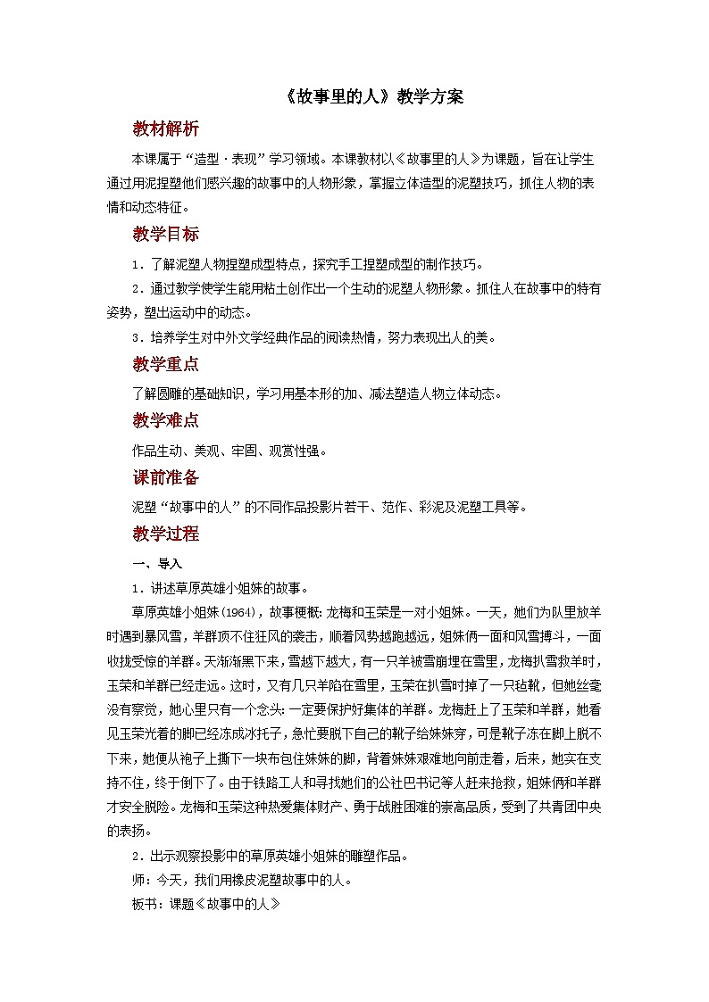 人美版美术六年级上册：第10课《故事里的人》课件+教案01