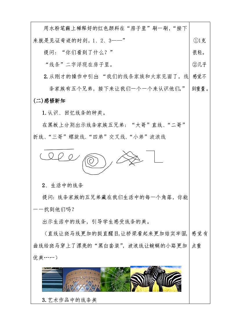 桂美版 小学美术 六年级上册  第14课 竹木玩具--会变的线条 教案（表格式）第2页