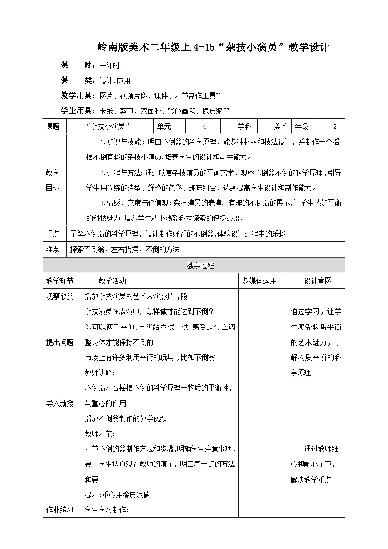 岭南版 小学美术二年级上册15.《杂技小演员》课件+教案+素材01