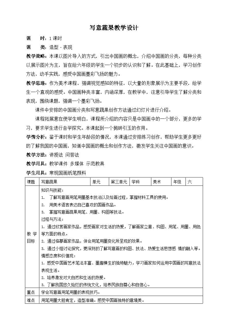 岭南版美术六年级上册8.《写意蔬果》 （课件+教案+素材）01