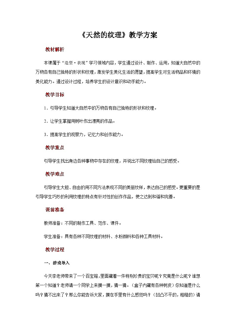 人教版美术三上：第9课《天然的纹理》课件+教案01