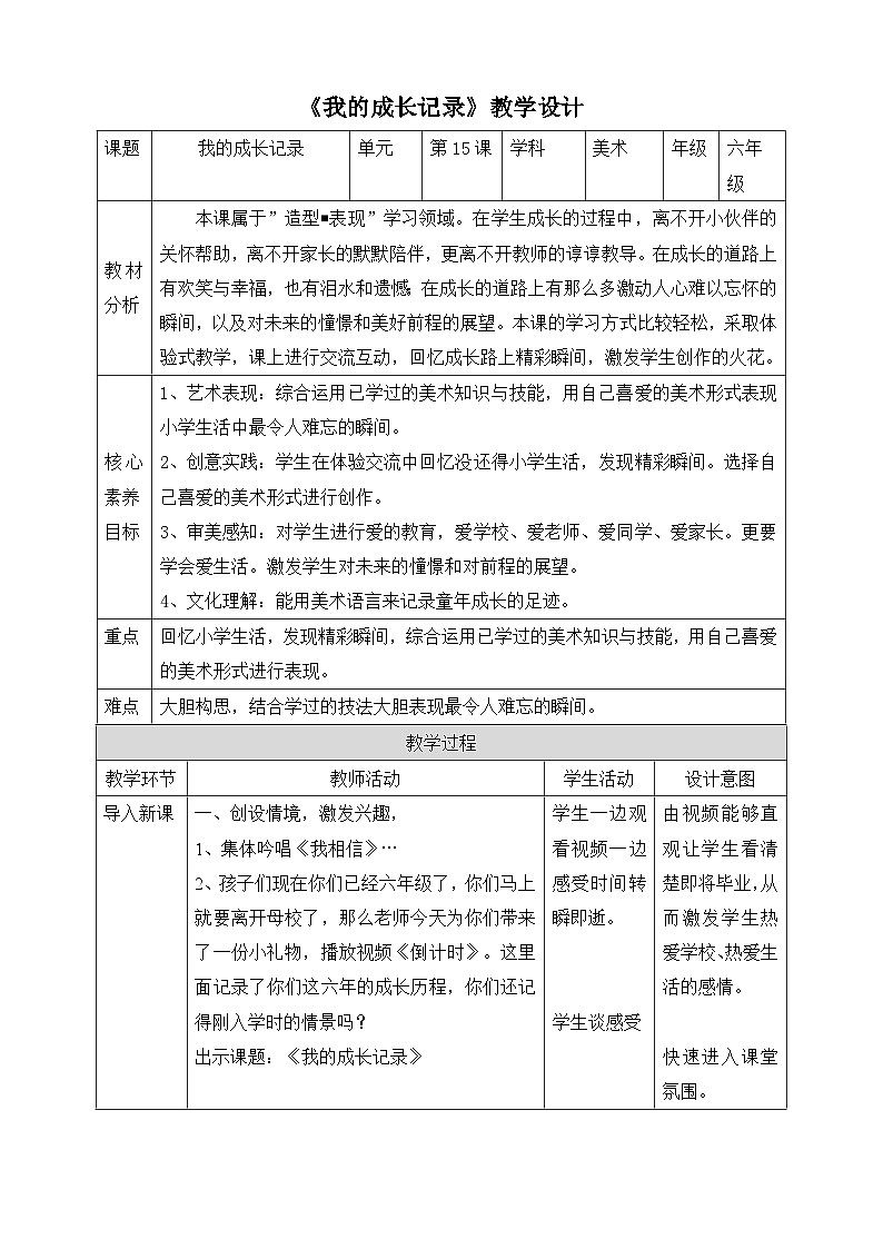 【人美版】六下美术  第15课 《 我的成长记录》（课件+教案+素材）01