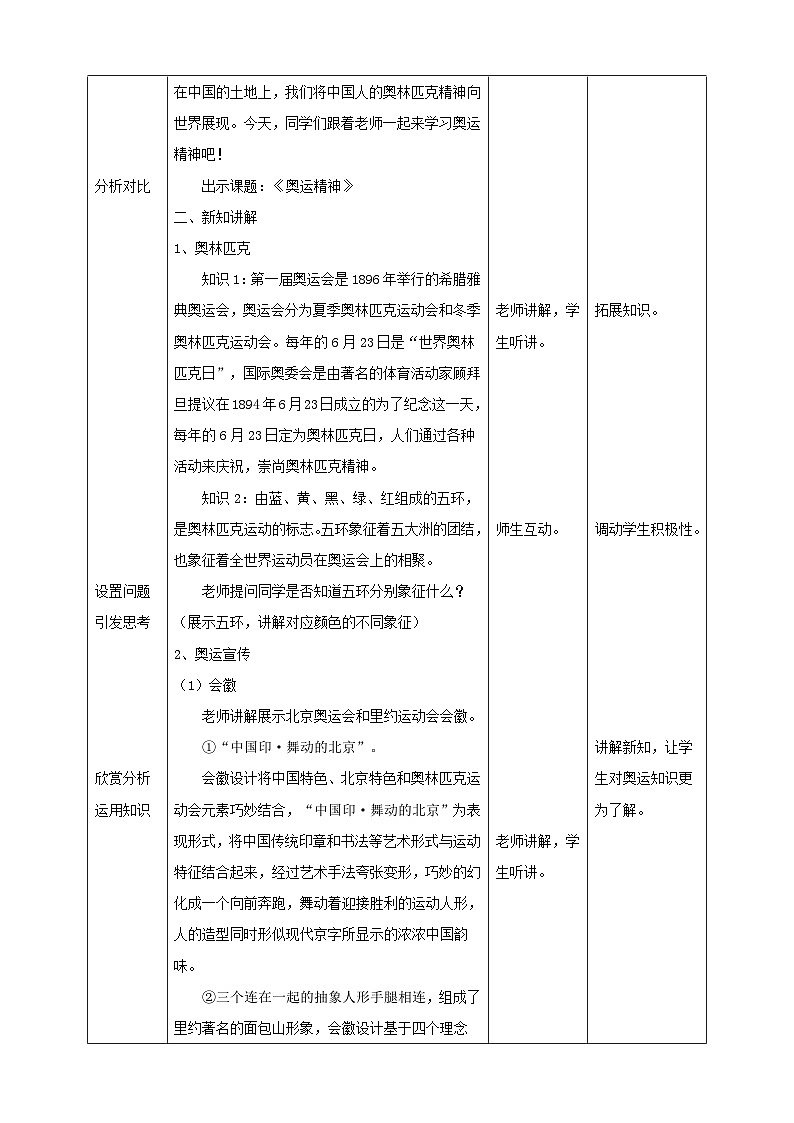 人民教育出版美术 六年级下册 第11课 奥运精神教学设计第2页