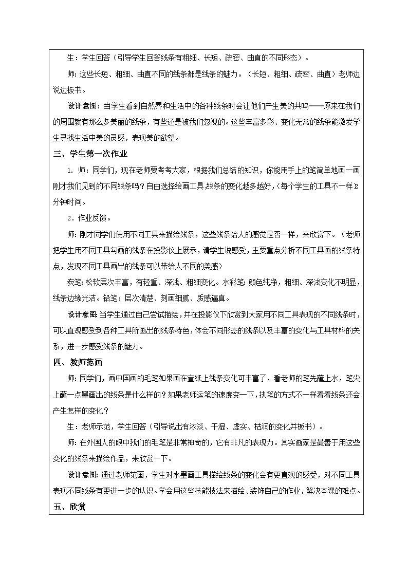 第3课 线条的魅力 教学设计-苏少版美术五年级下册第3页