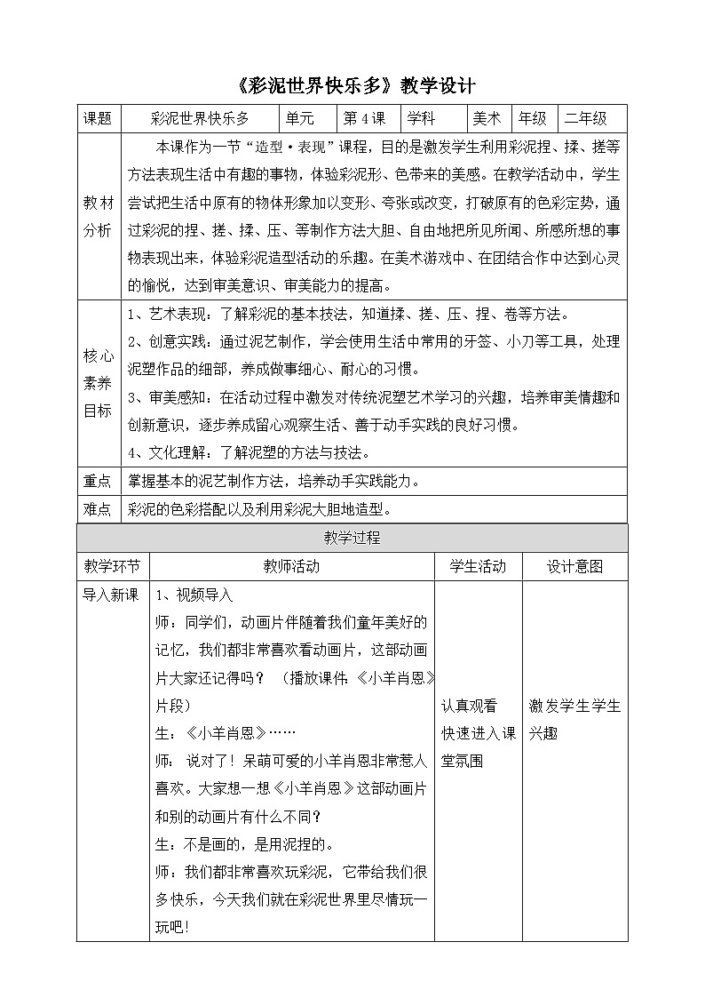 【人教版】二上美术  第4课《彩泥世界快乐多》（课件+教案+素材）01