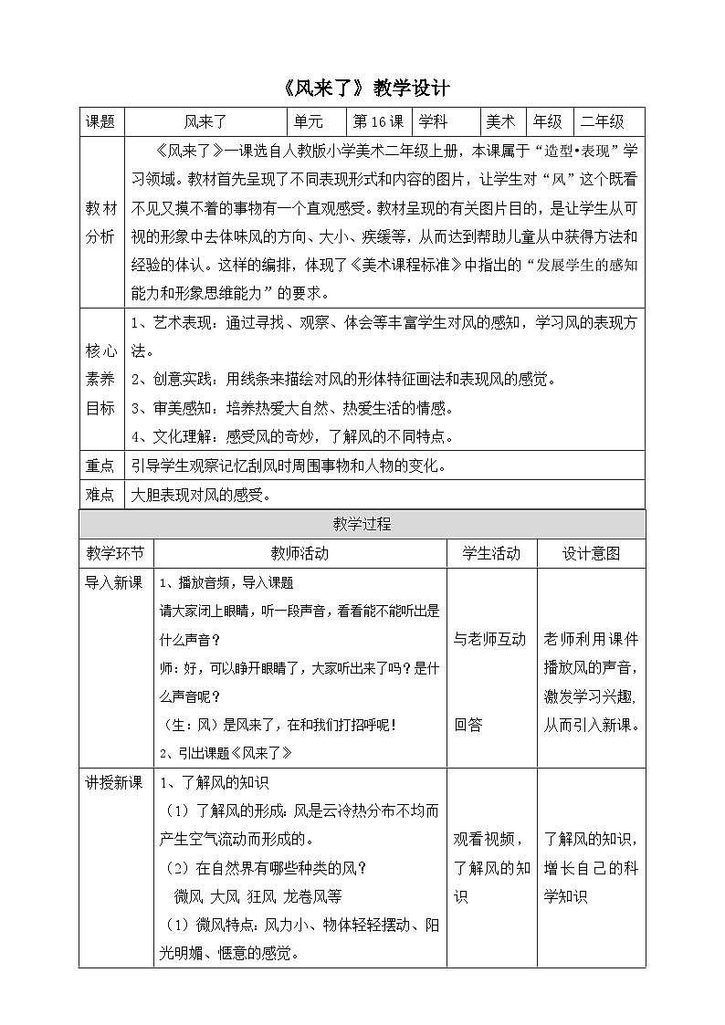 【人教版】二上美术  第16课《风来了》 （课件+教案+素材）01