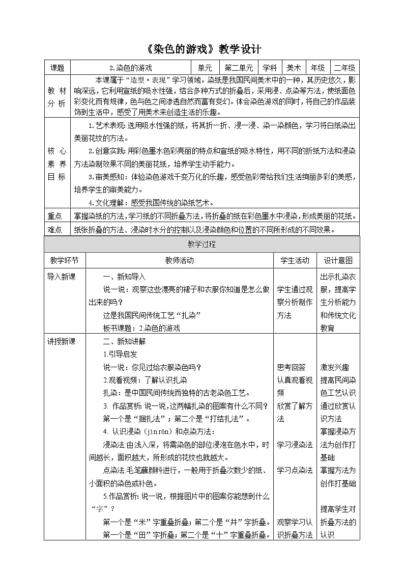 【核心素养】人教版美术二年级上册 2《染色游戏》课件+教案++素材01