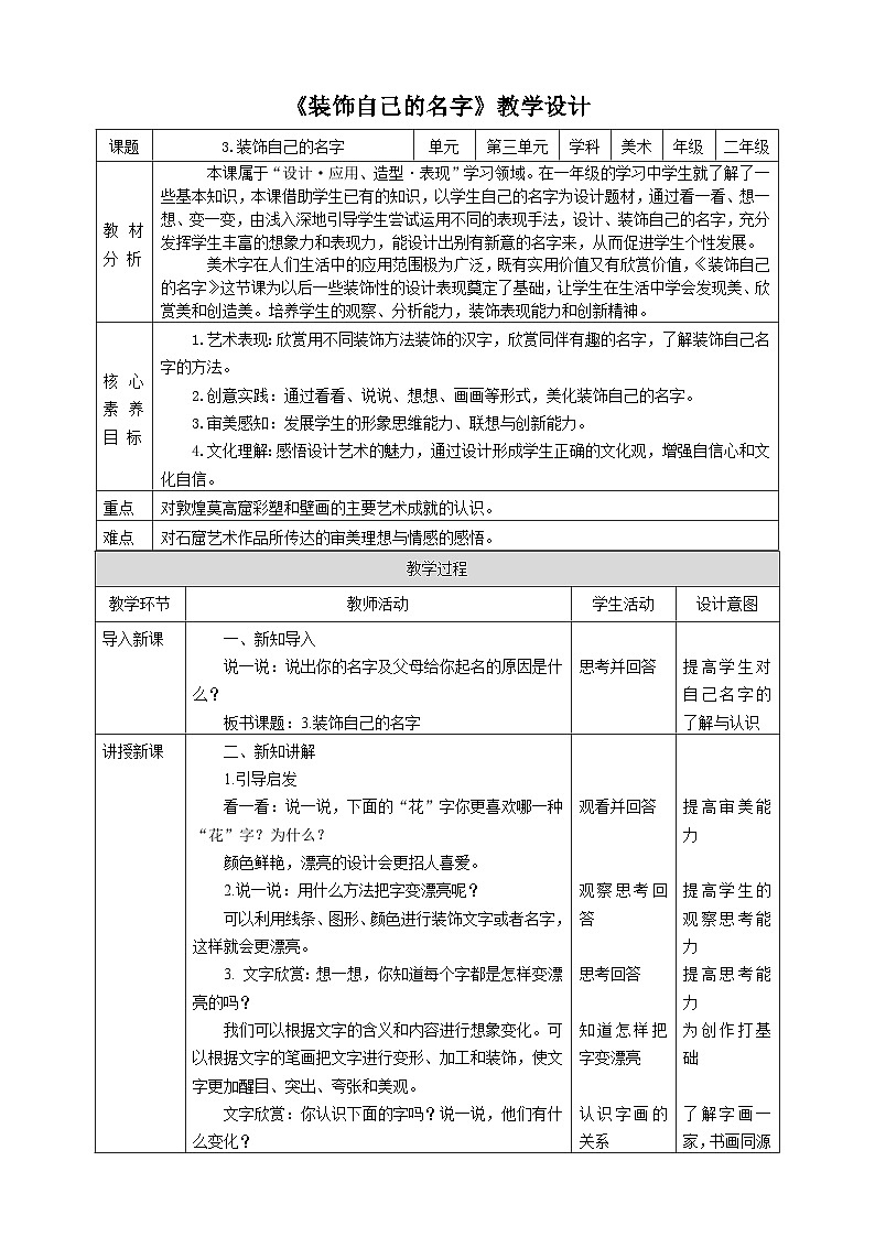 【核心素养】人教版美术二年级上册 3《装饰自己的名字》课件+教案+素材01