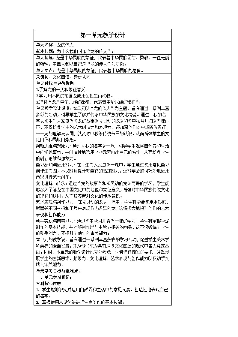 新人教版美术一年级上册 第一单元教学设计01