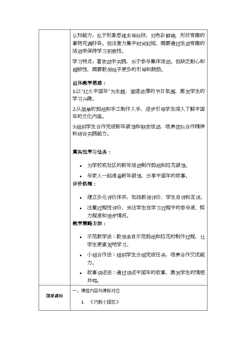 新人美版小学美术一上 第五单元 大单元教学设计02