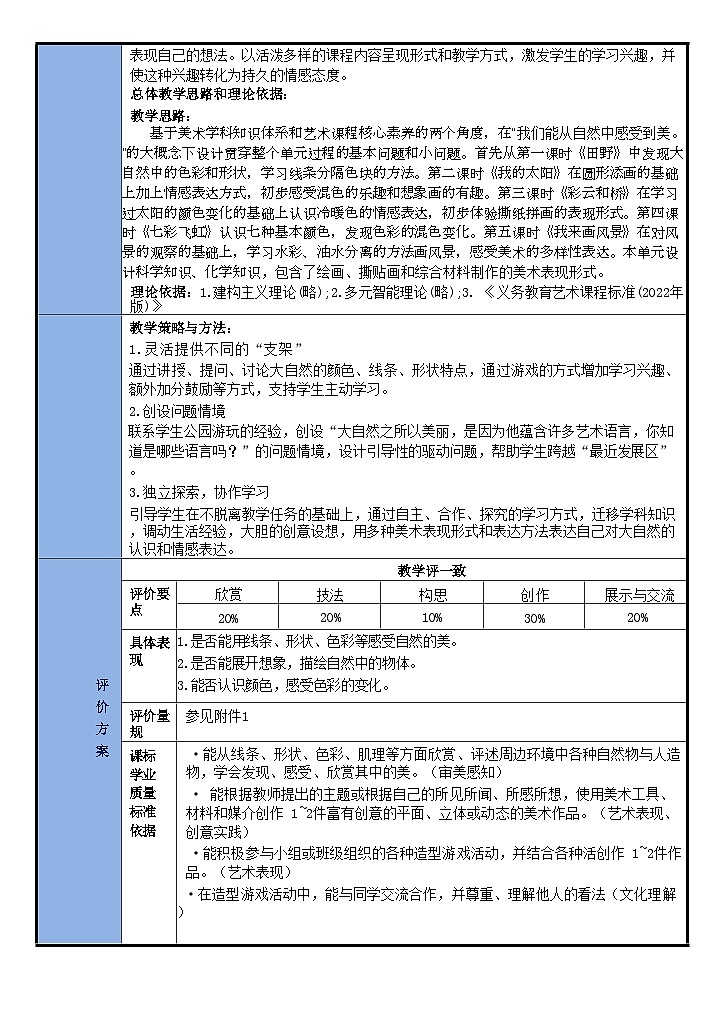 湘美版小学美术一上 第三单元《美丽的自然》教学设计第3页