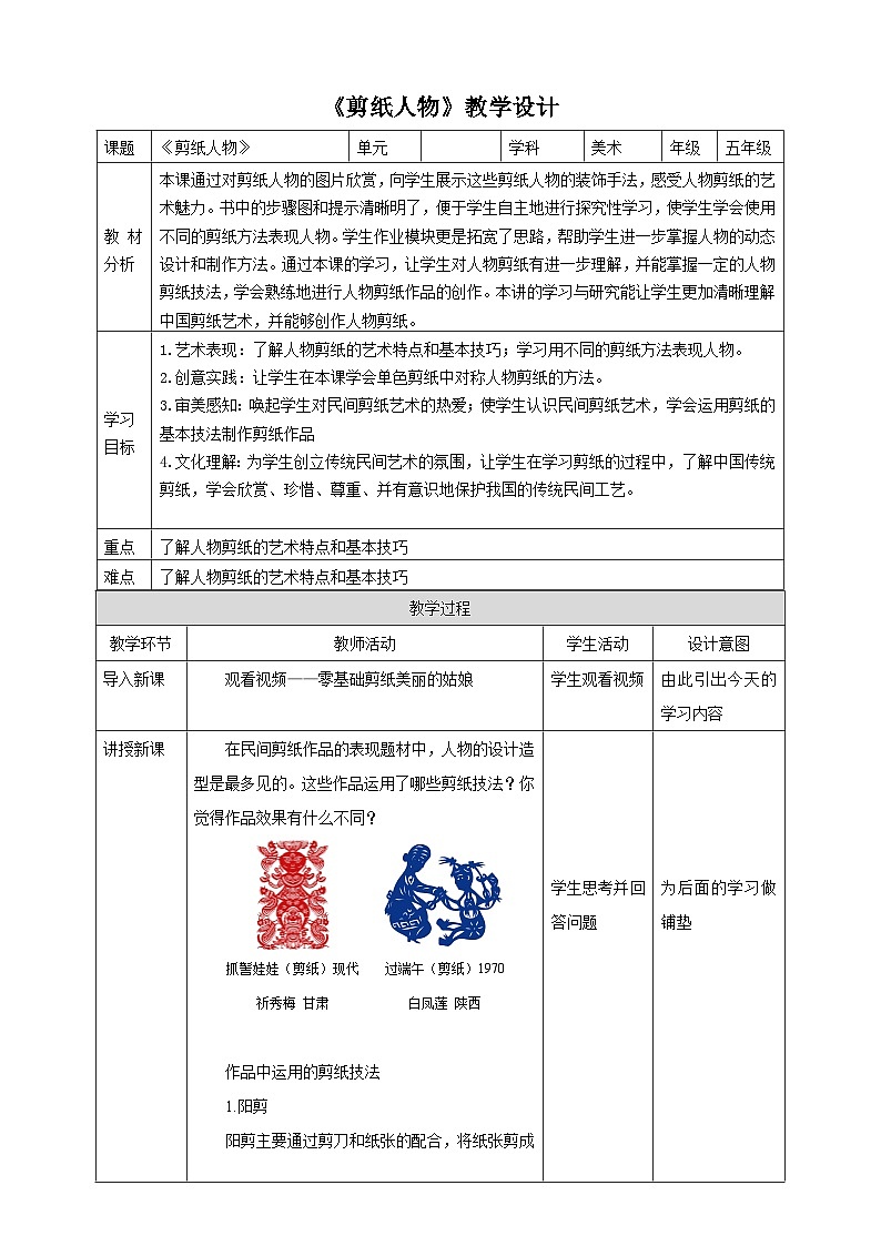 剪纸人物第1页