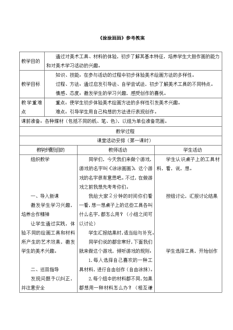《涂涂画画》参考教案第1页