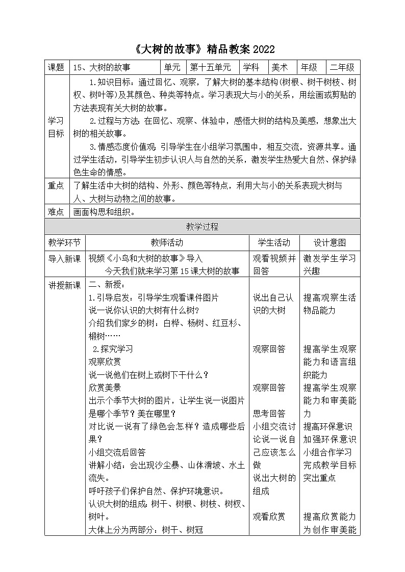 《大树的故事》精品教案第1页