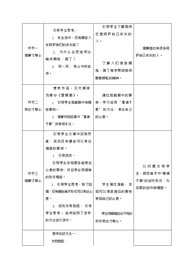 新教材人教版美术一年级上册第二单元第三课寸草心教案第2页