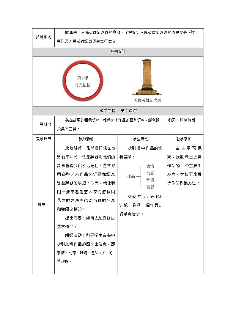 新教材人教版美术一年级上册第四单元第二课时光记忆教案第3页