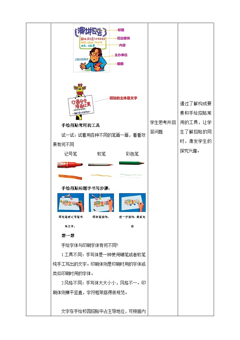 浙美版美术五年级下册第十七课《手绘校园招贴 》教案第2页