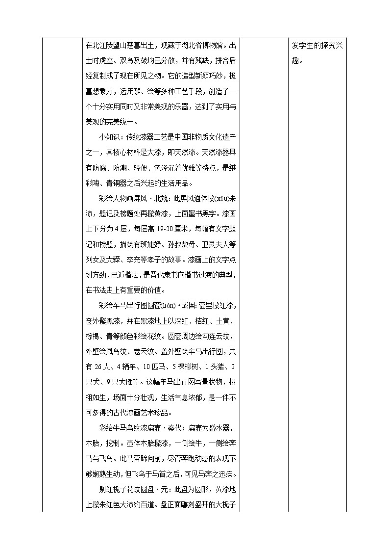 浙美版美术五年级下册第十九课《中国漆器》教案第2页